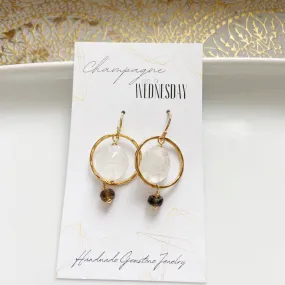 Architect- Smoky Quartz or Hollandite Geometric Earrings