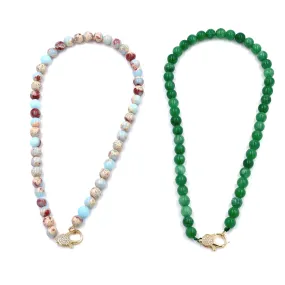 Ashley Gold Precious Beaded CZ Gold Plated Clasp Necklace