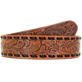 B1050A - Natural Tooled Buck Stitched Belt