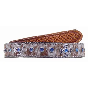 B314 - Roan Hair Crystaled Tooled Belt