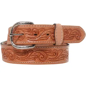 B868 - Natural Leather Whirlwind Tooled Belt