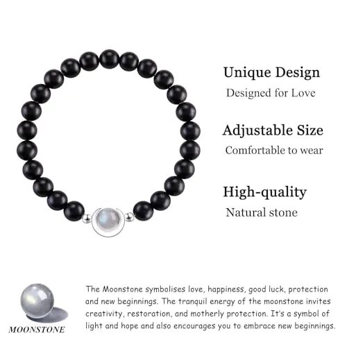 BABORI Grandson Gift from Grandma Gift for Grandson Valentine's Day Birthday Graduation Christmas Jewelry Meaningful Gift Idea Beads Lava Rock Moonstone Stone Bracelet