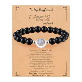 BABORI Grandson Gift from Grandma Gift for Grandson Valentine's Day Birthday Graduation Christmas Jewelry Meaningful Gift Idea Beads Lava Rock Moonstone Stone Bracelet