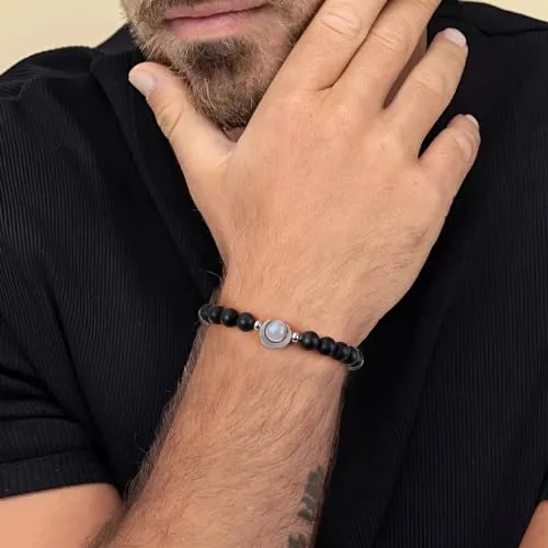 BABORI Grandson Gift from Grandma Gift for Grandson Valentine's Day Birthday Graduation Christmas Jewelry Meaningful Gift Idea Beads Lava Rock Moonstone Stone Bracelet