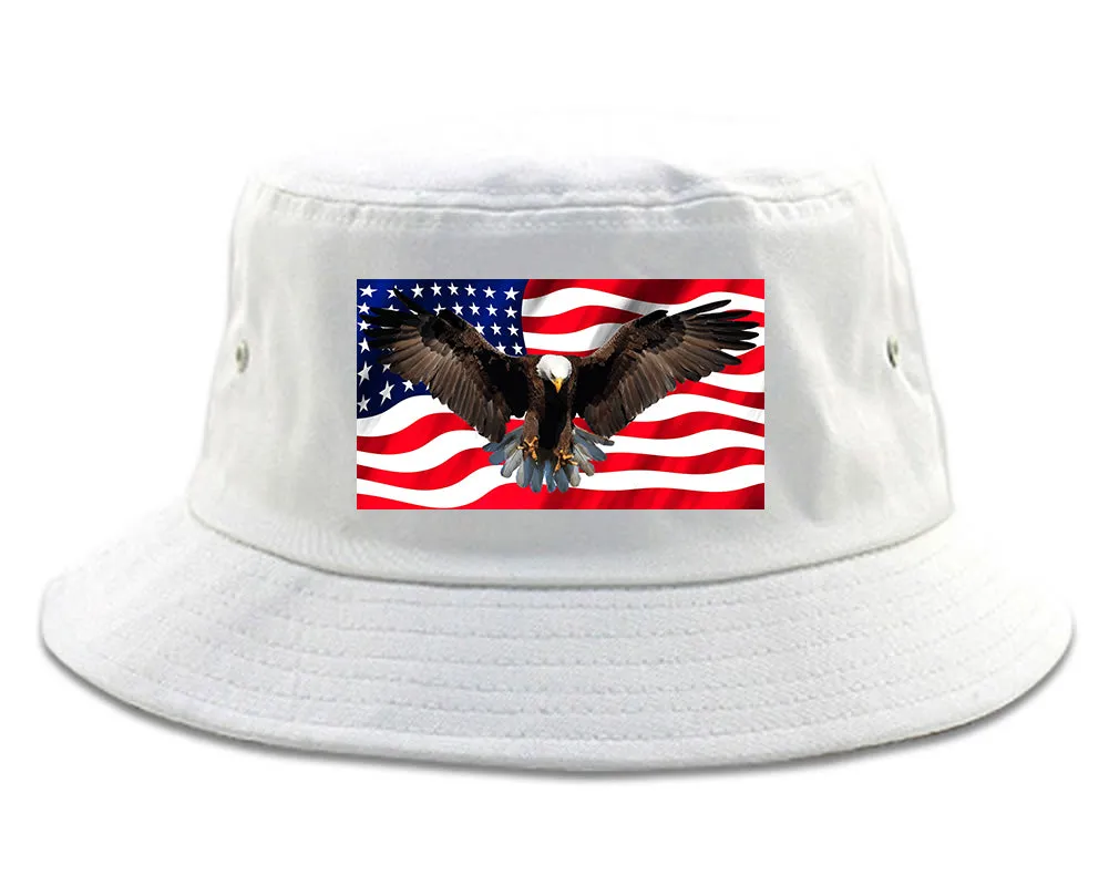Bald Eagle American Flag Mens Bucket Hat