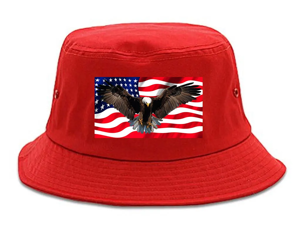 Bald Eagle American Flag Mens Bucket Hat