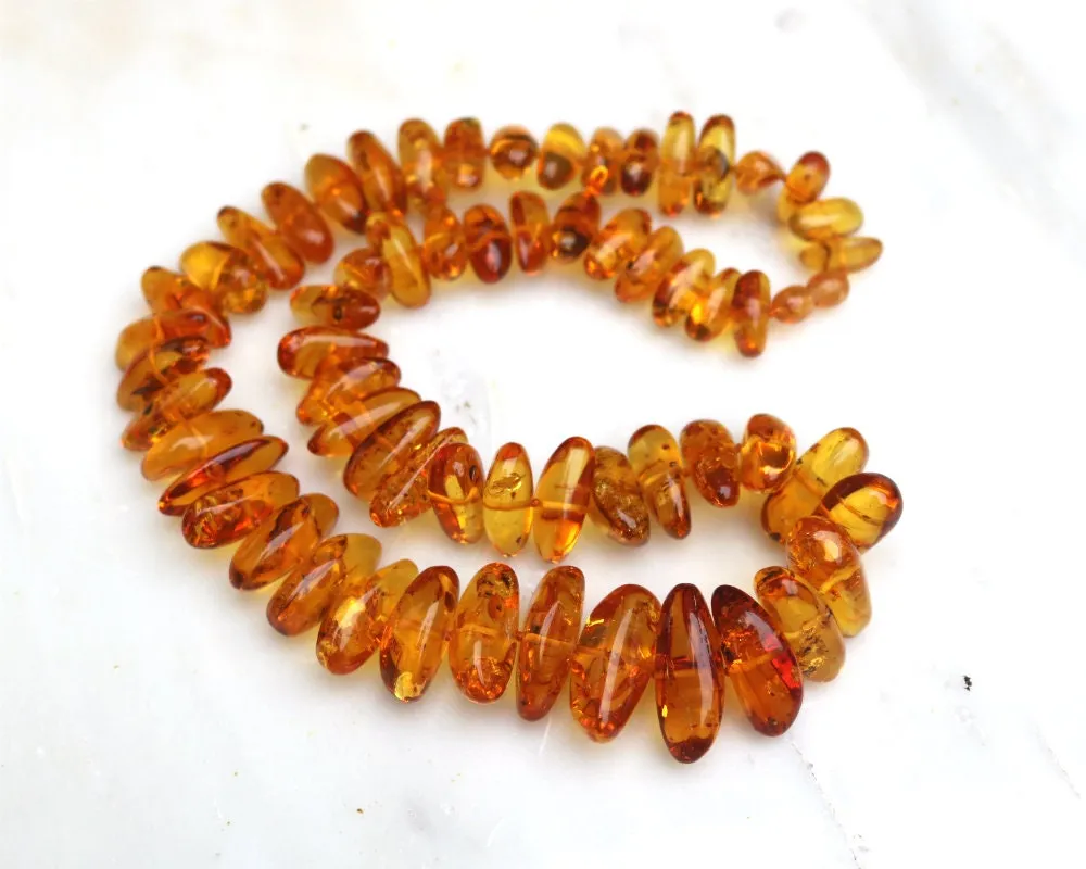Baltic Amber Jewelry Necklace Honey Chunky Natural Beaded 22.5″ 75.8 gram