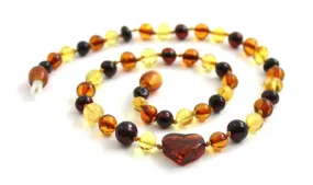 Baltic amber necklace heart pendant