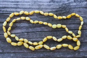 Baltic Amber Necklace Milky Butterscotch Yellow Beaded Natural Untreated 27.7" 11.3 gram