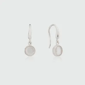 Barcelona Silver October Rose Quartz Birthstone Hook Earrings