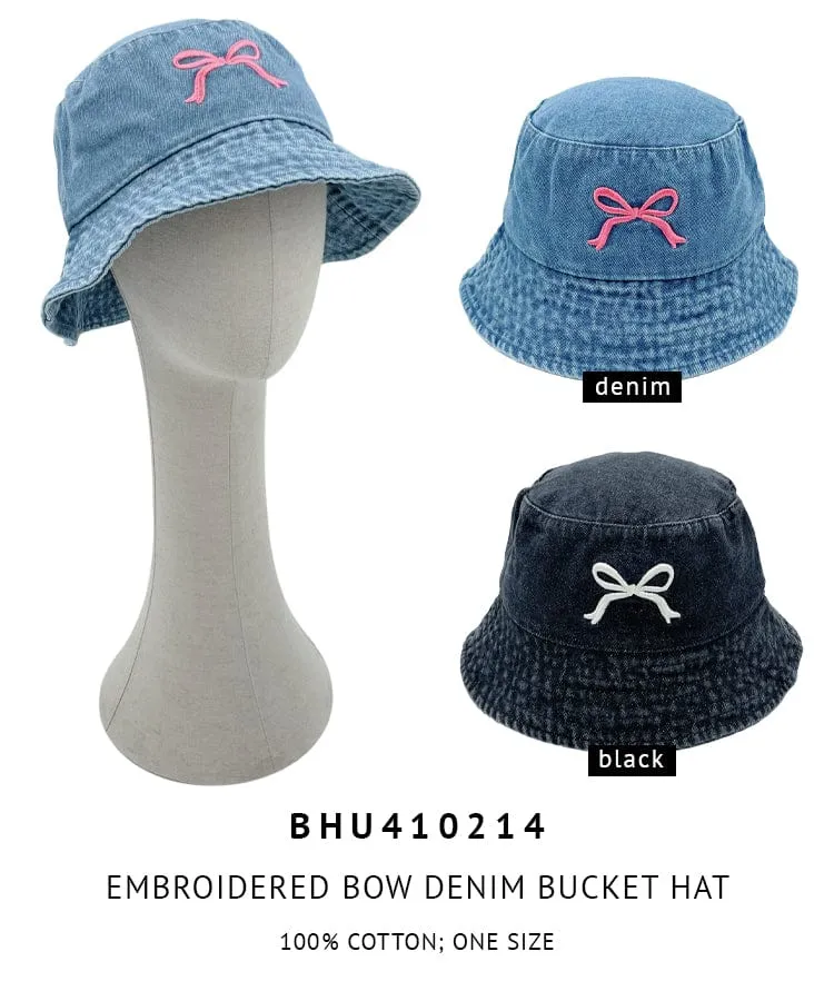 BHU410214 Embroidered Ribbon Design Bucket Hat