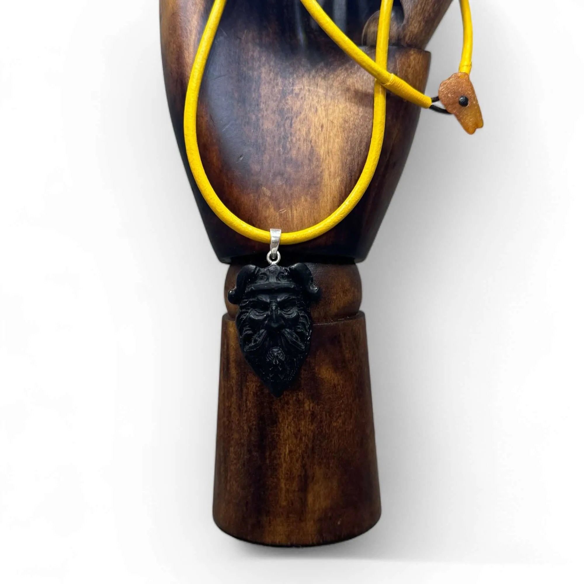Black Amber Large Viking Warrior Pendant