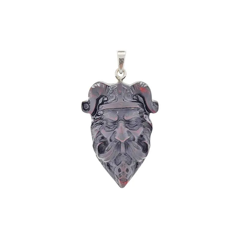 Black Amber Large Viking Warrior Pendant