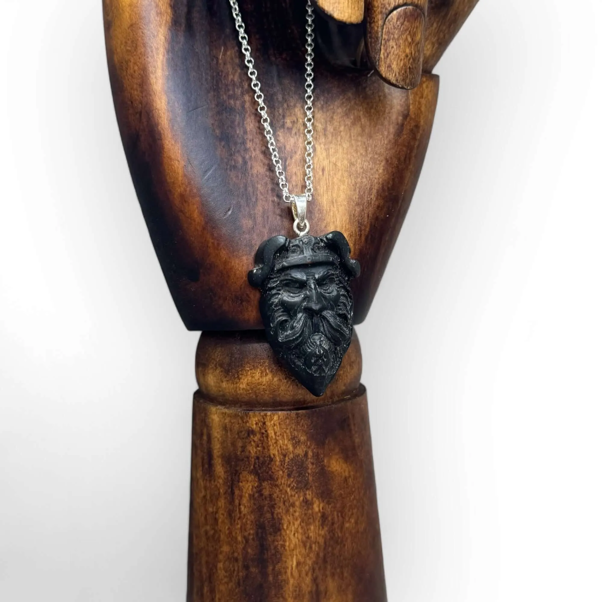 Black Amber Large Viking Warrior Pendant