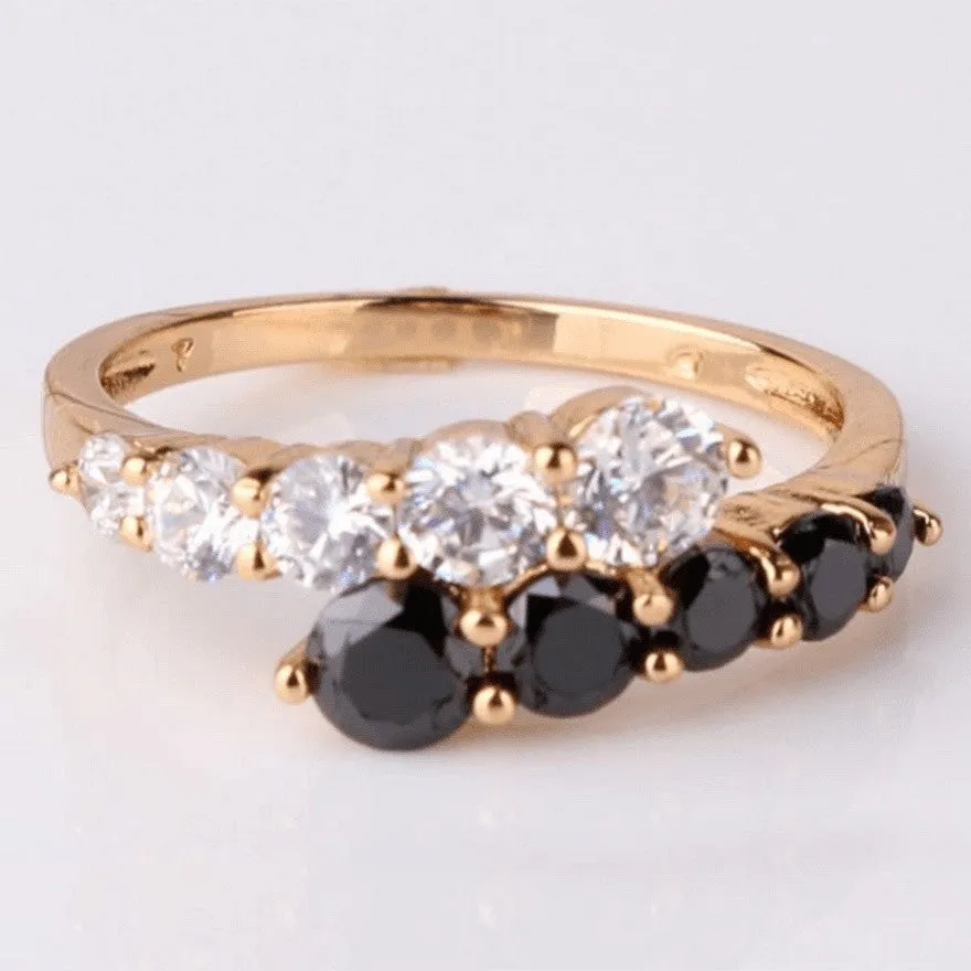 Black & White Crystal Wedding Ring
