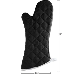 BLACK FLAME RETARDANT OVEN MITTS, LENGTH: 15 INCHES