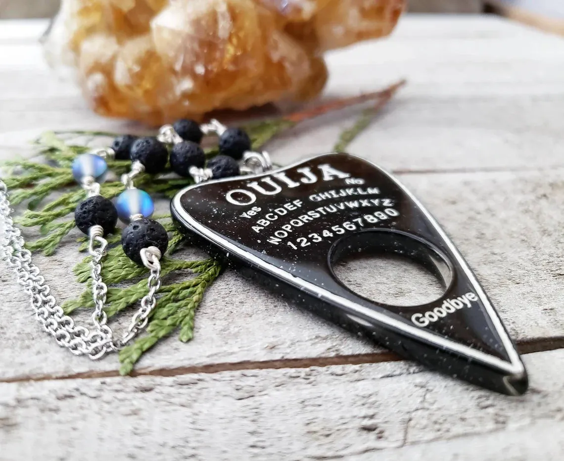 Black Ouija planchette necklace