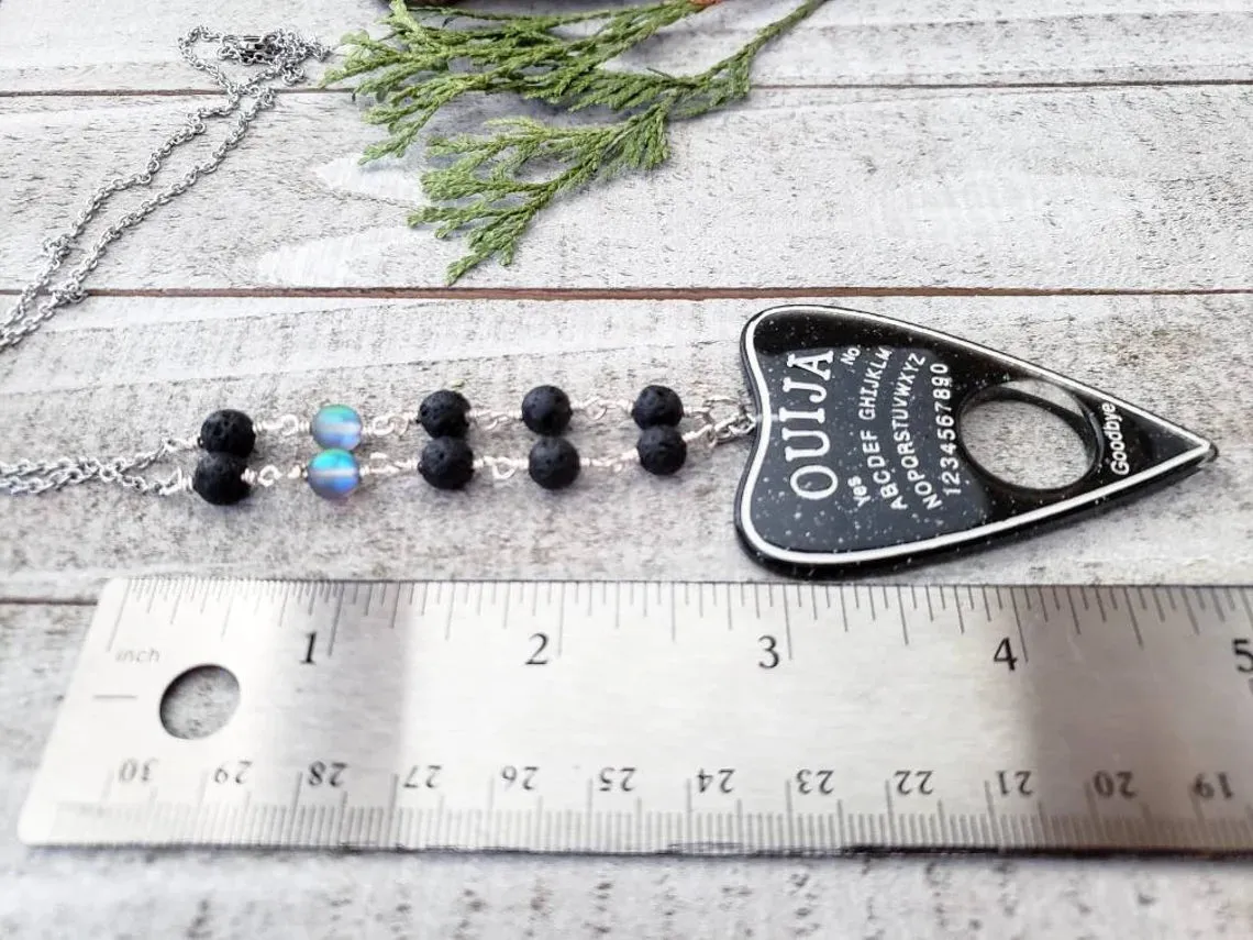 Black Ouija planchette necklace