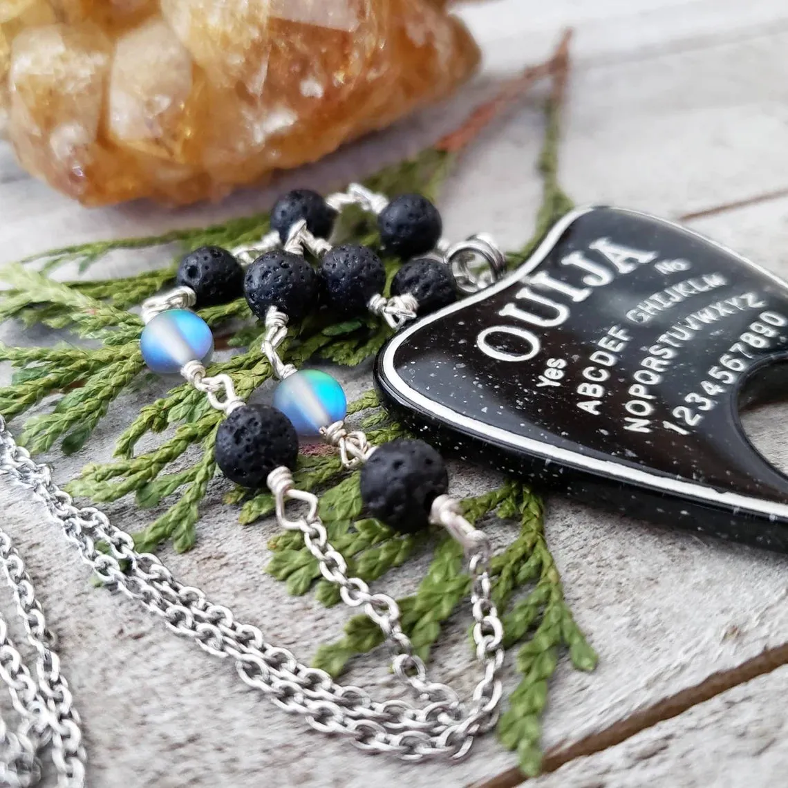 Black Ouija planchette necklace