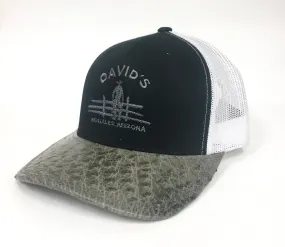 Black/White cap with serpentine cc half quill ostrich visor