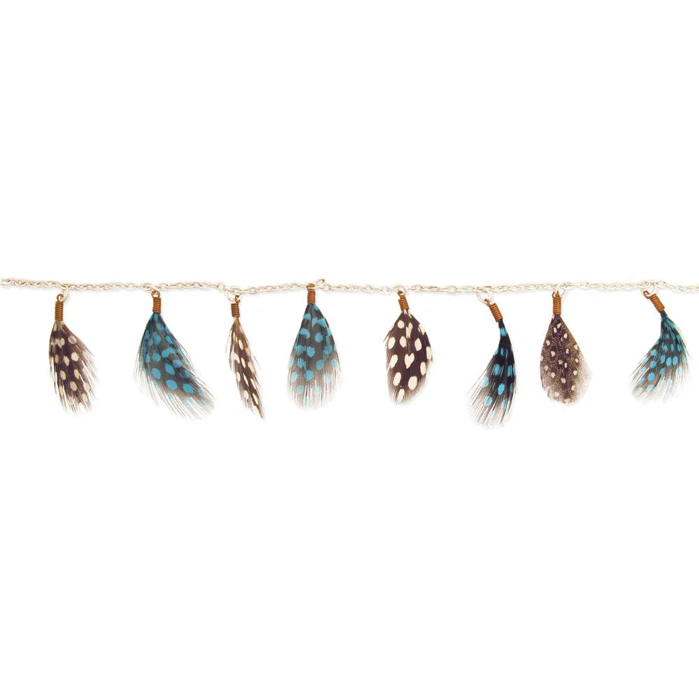 Blue Dotted Feather Anklet