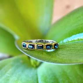Blue Emerald-Cut Cubic Zirconia Ring