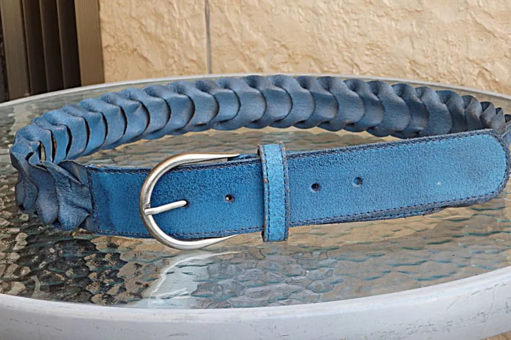 Blue leather belt