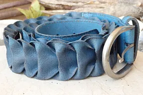 Blue leather belt