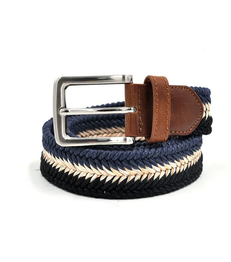 Braided Cotton Soft Stretch Woven Casual Jean Mens Belts 1-3/8" Wide