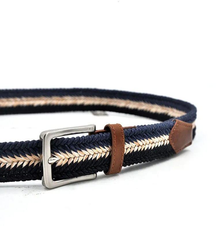 Braided Cotton Soft Stretch Woven Casual Jean Mens Belts 1-3/8" Wide