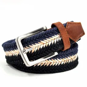 Braided Cotton Soft Stretch Woven Casual Jean Mens Belts 1-3/8" Wide
