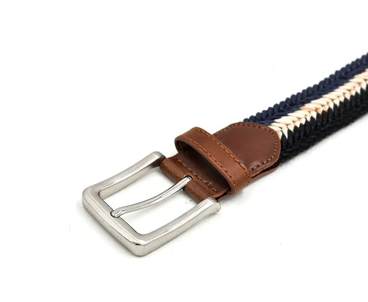 Braided Cotton Soft Stretch Woven Casual Jean Mens Belts 1-3/8" Wide