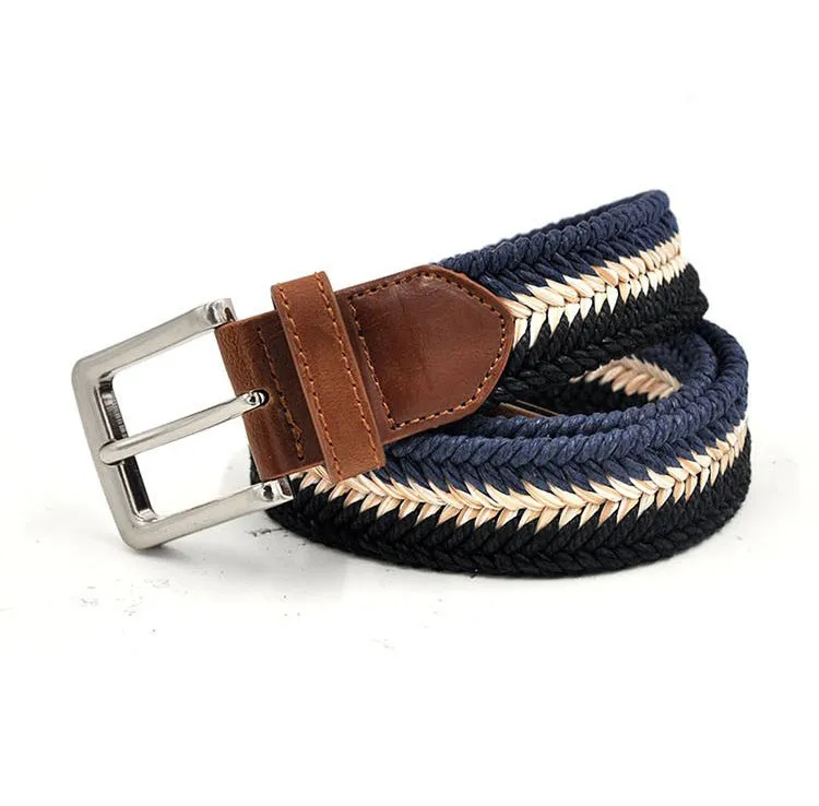 Braided Cotton Soft Stretch Woven Casual Jean Mens Belts 1-3/8" Wide
