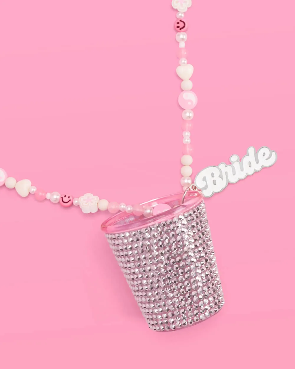 Bride Shot Necklace - beaded shot glass necklace