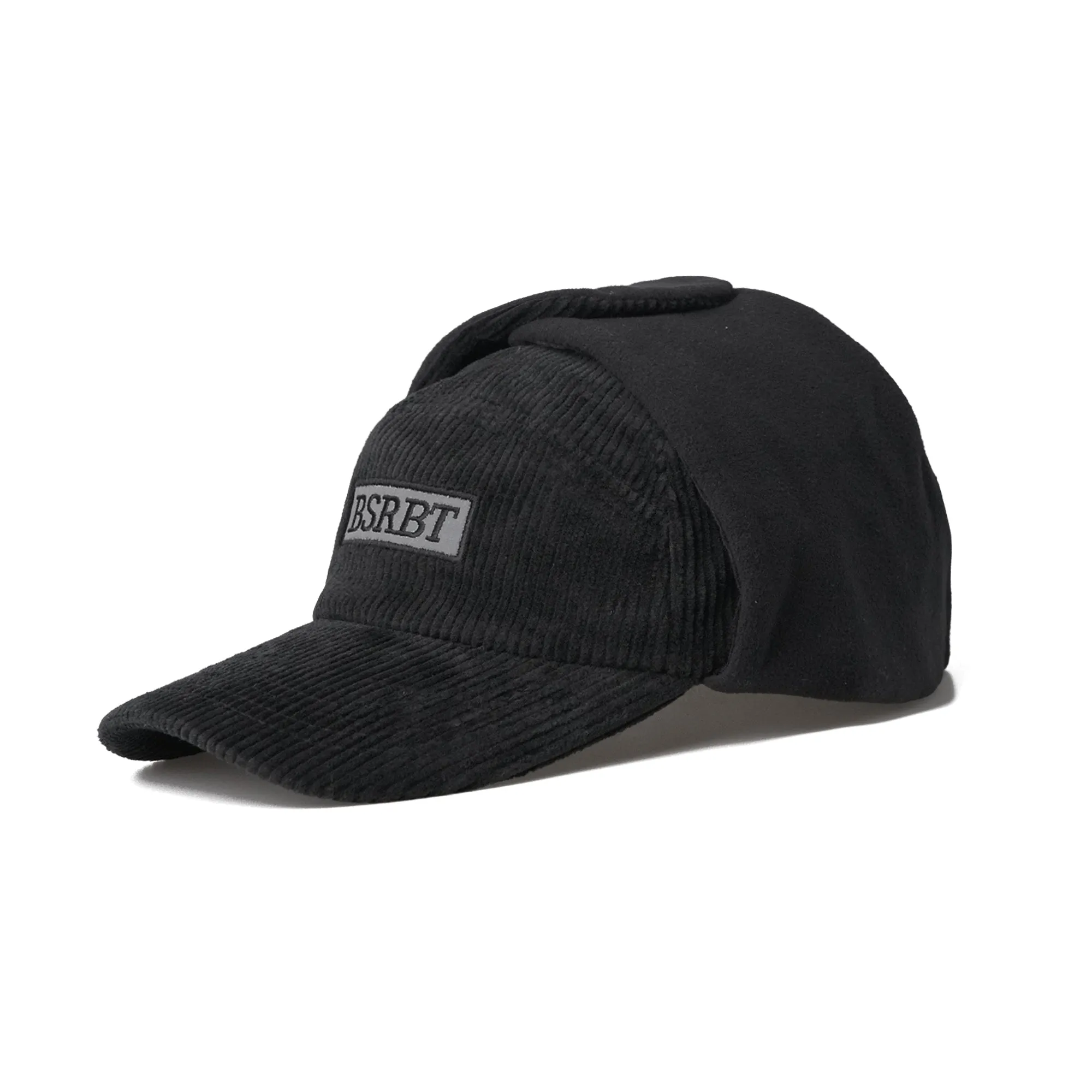 BSRBT EARFLAP HAT STRIPE CORDUROY BLACK