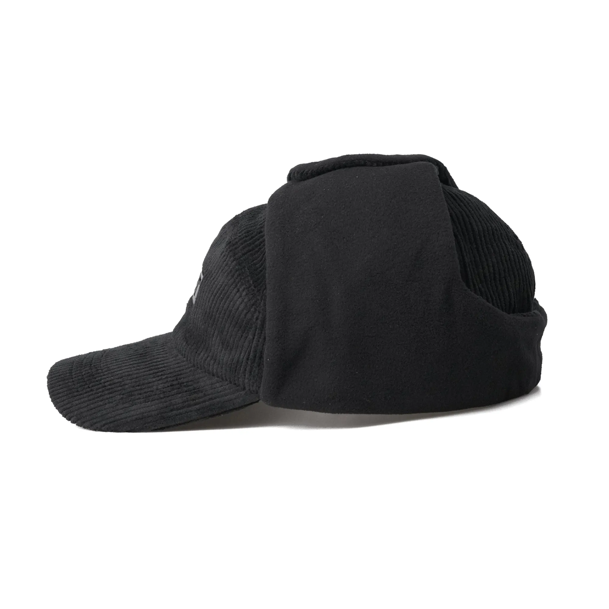BSRBT EARFLAP HAT STRIPE CORDUROY BLACK