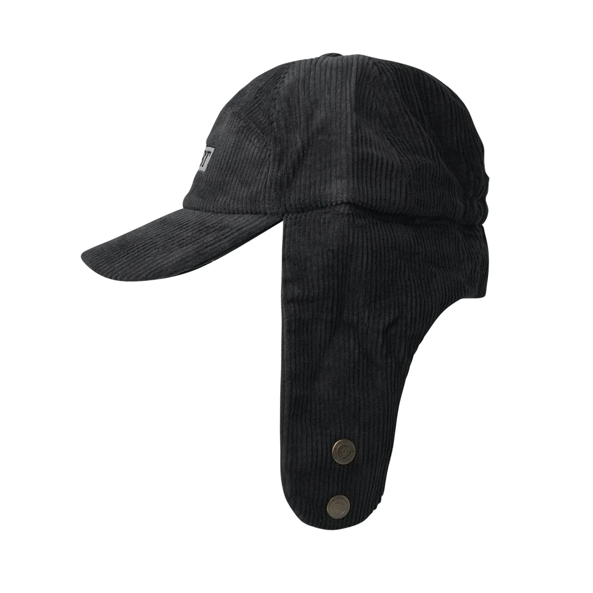BSRBT EARFLAP HAT STRIPE CORDUROY BLACK