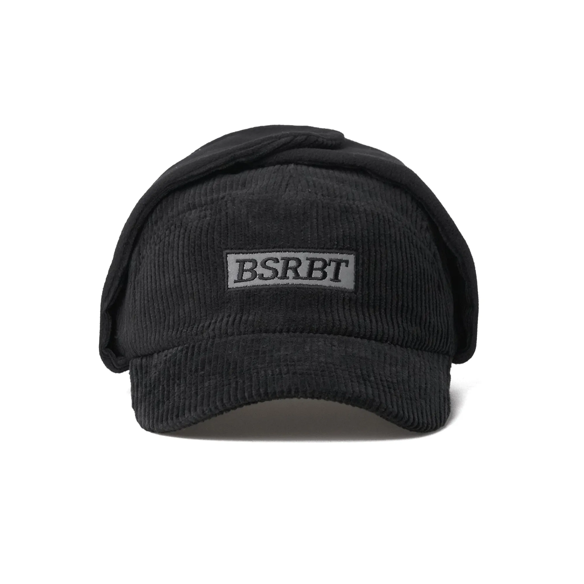 BSRBT EARFLAP HAT STRIPE CORDUROY BLACK