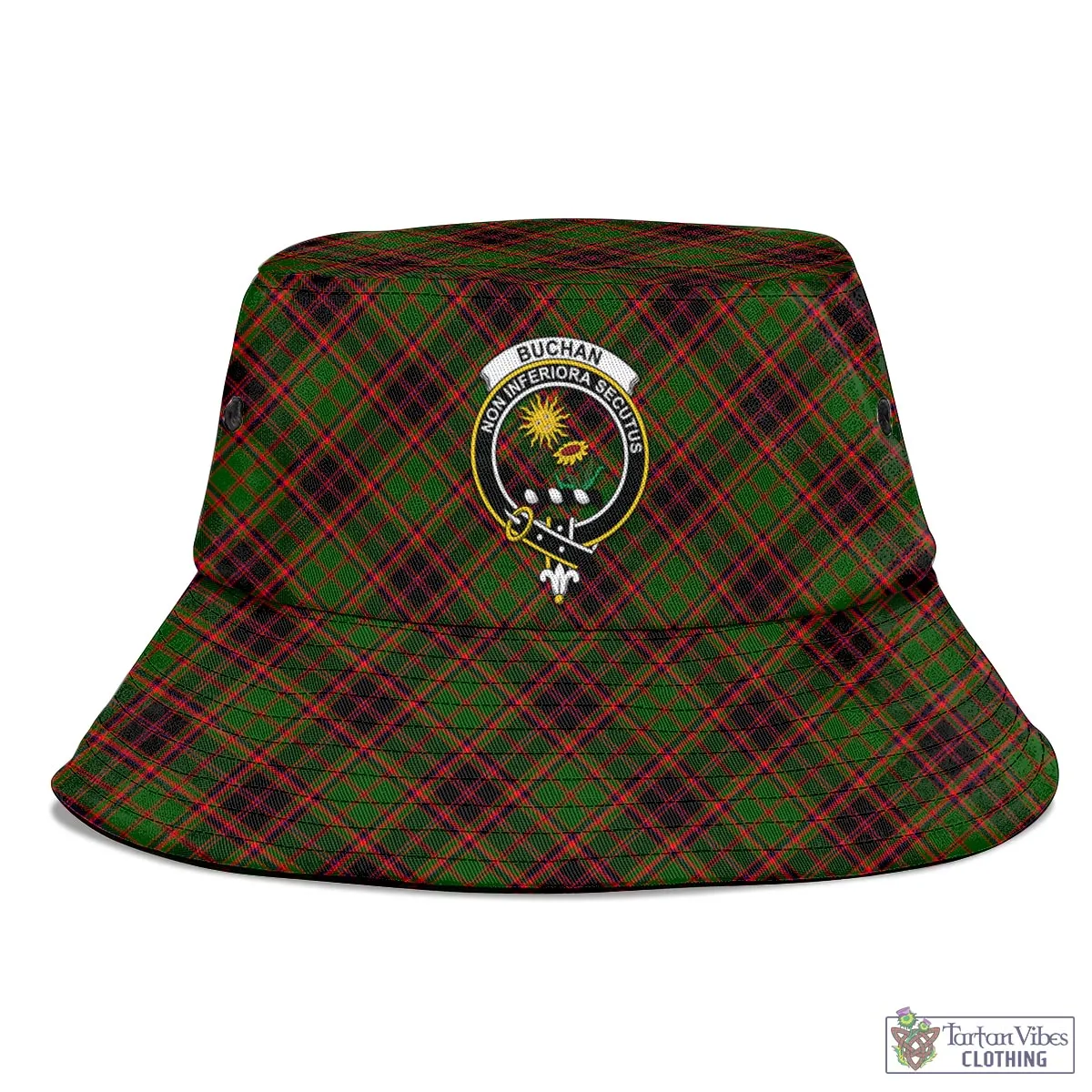 Buchan Tartan Bucket Hat with Family Crest
