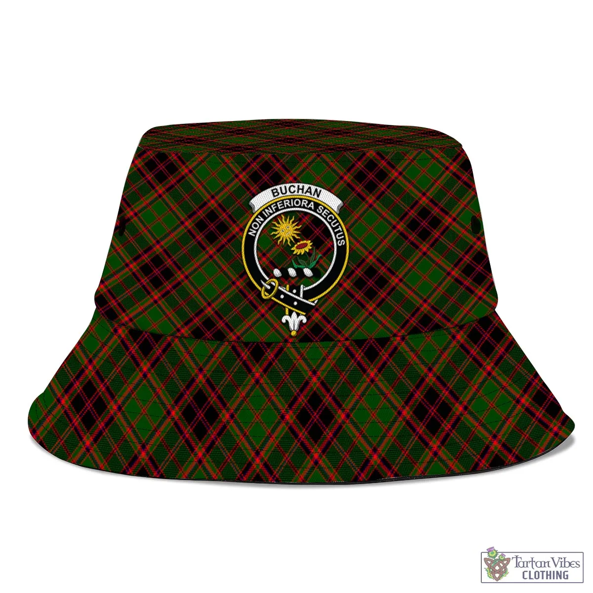 Buchan Tartan Bucket Hat with Family Crest
