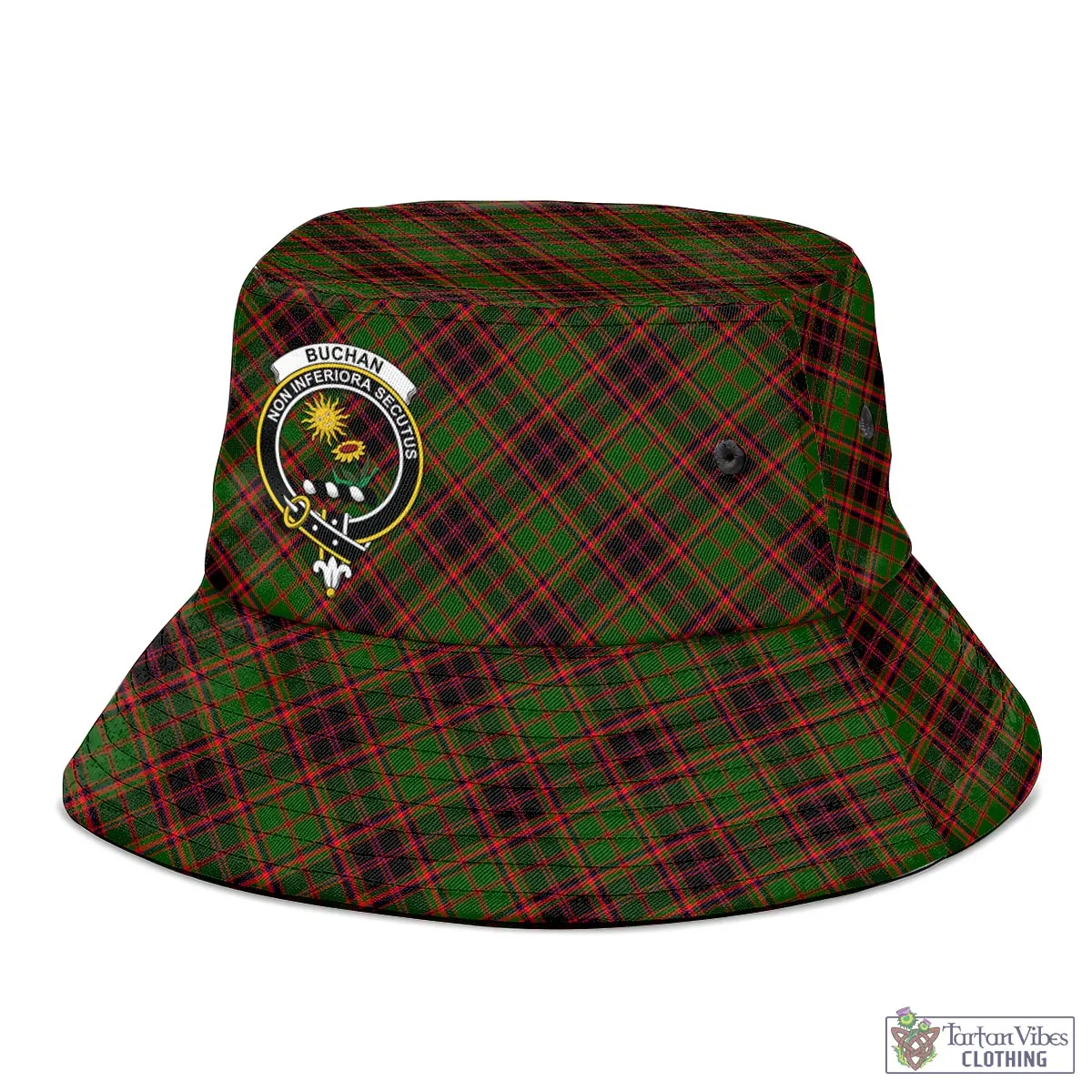 Buchan Tartan Bucket Hat with Family Crest