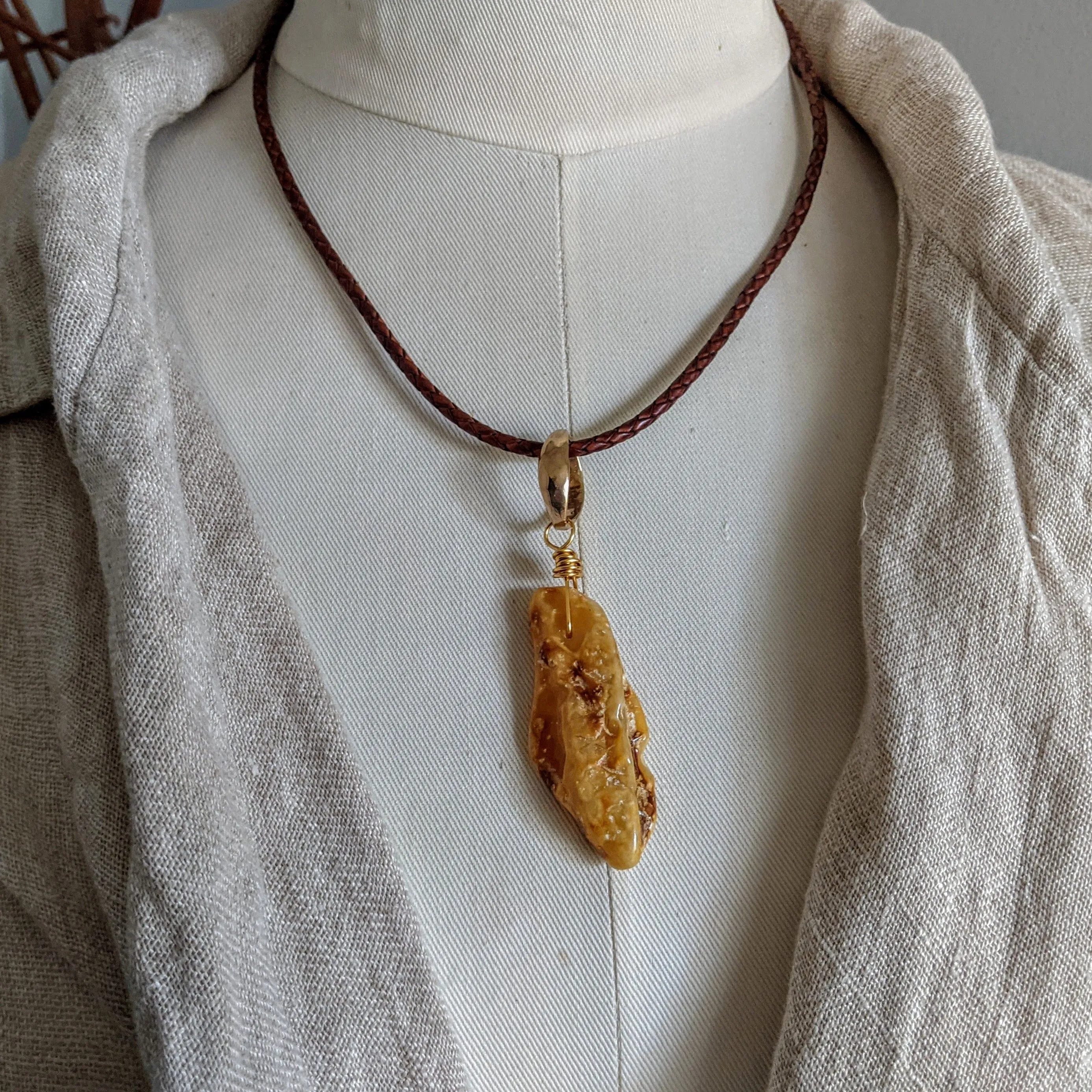 Butterscotch Rustic Amber Pendant Necklace