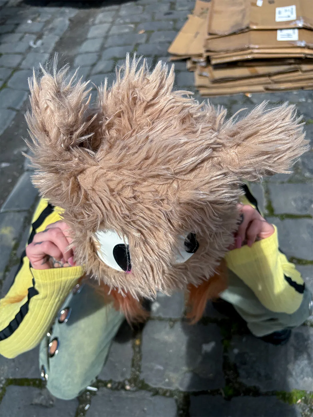 CARTOON FUZZY HAT - BEIGE