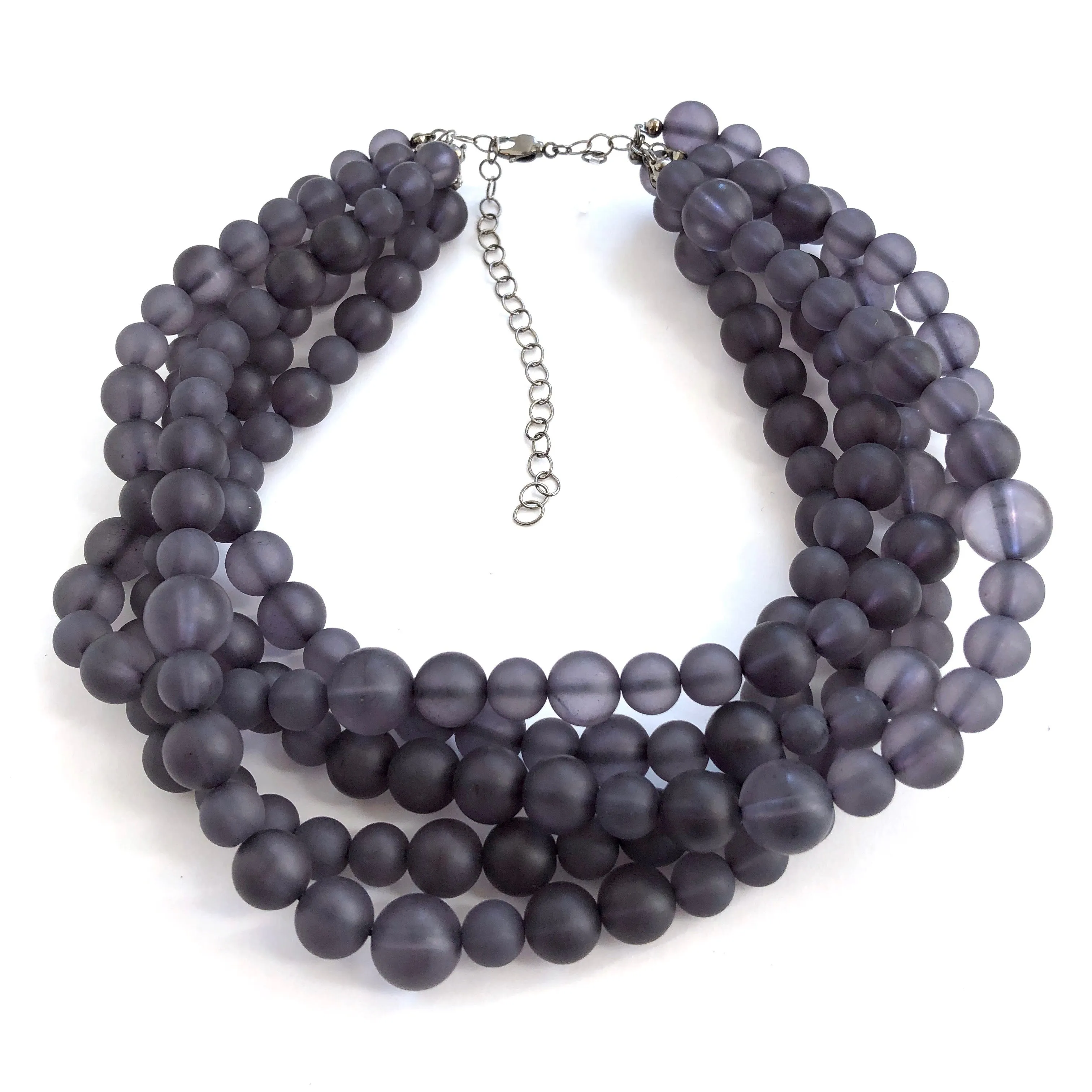 Charcoal Grey Frosted Lucite Beaded Sylvie Statement Necklace