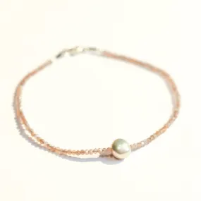 Chocolate Moonstone & Pearl Bracelet No. 100