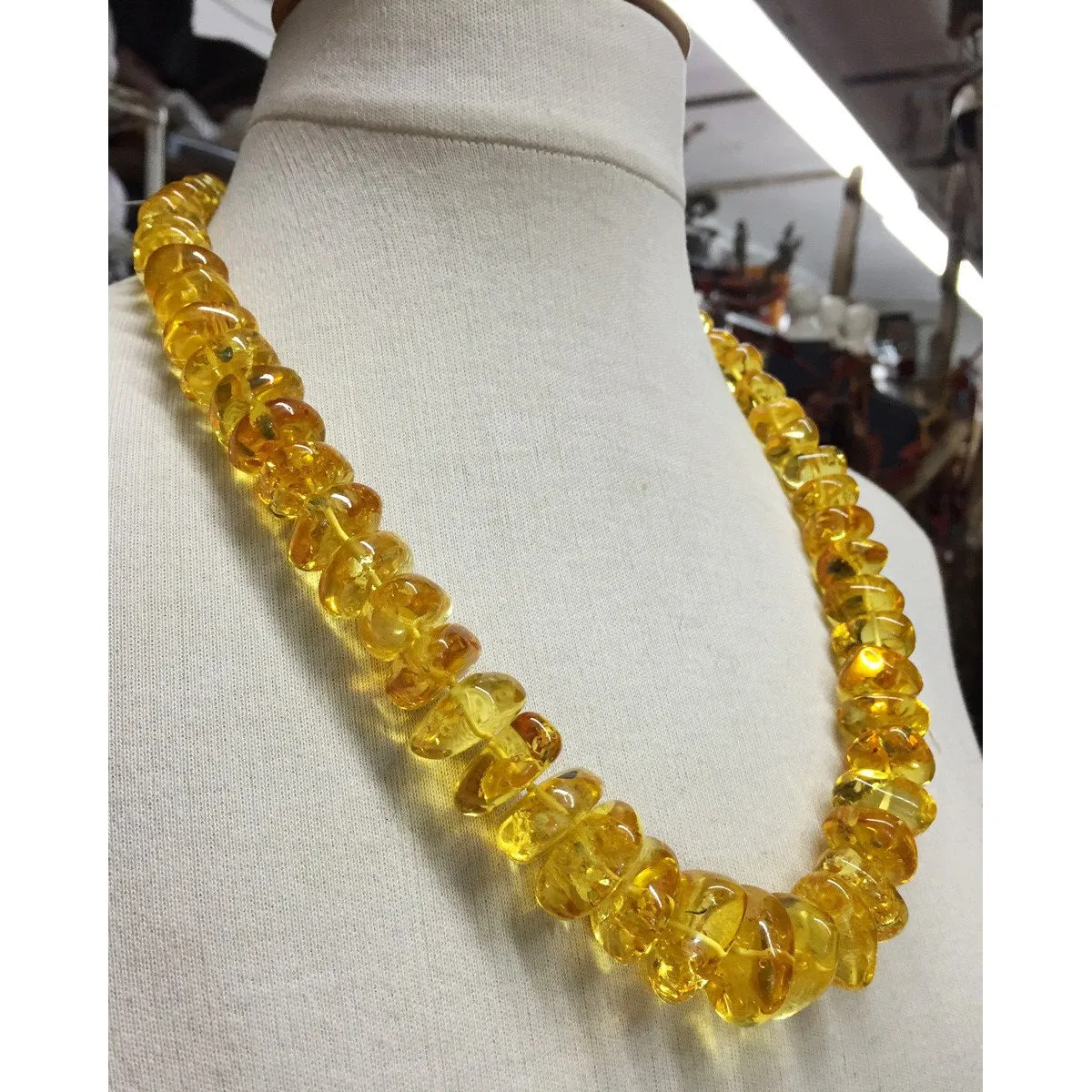 Clear Sunshine Perfection Yellow Amber Nuggets Strand/Necklace