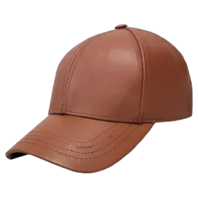Cognac Men's Genuine Cowhind Leather Adjustable Baseball Cap