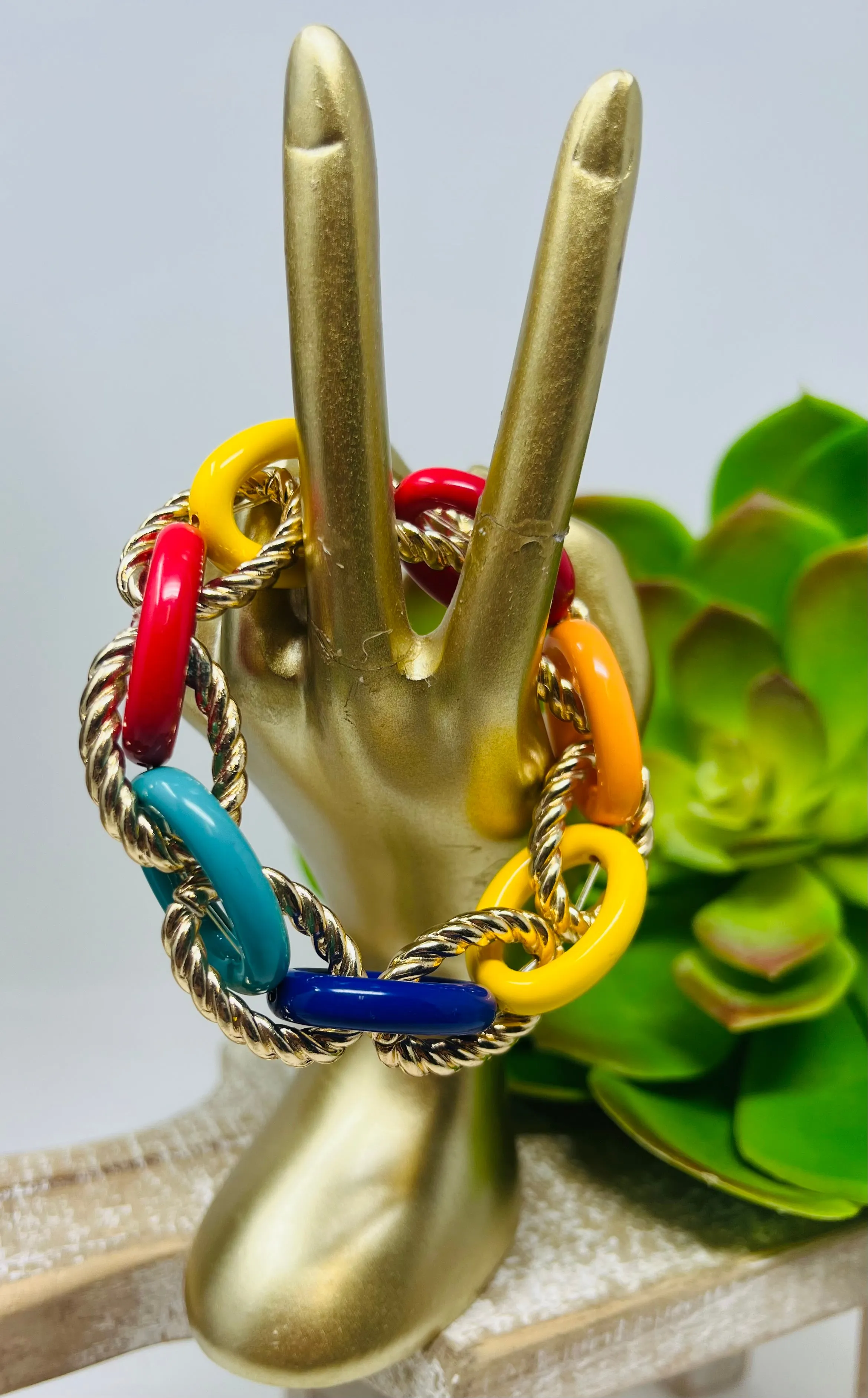 Color & Gold Big Link Bracelet