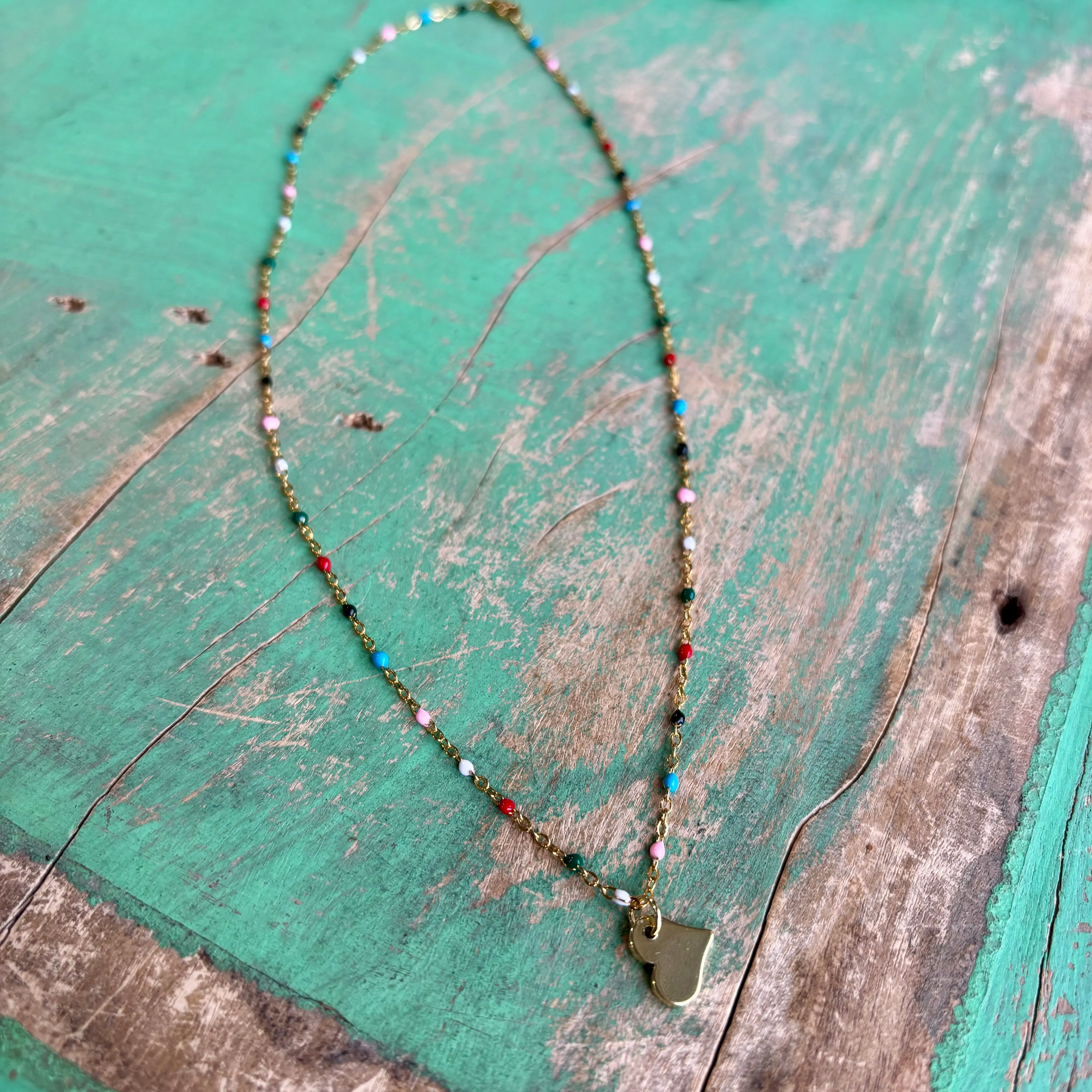 Colorful Gold Heart Necklace