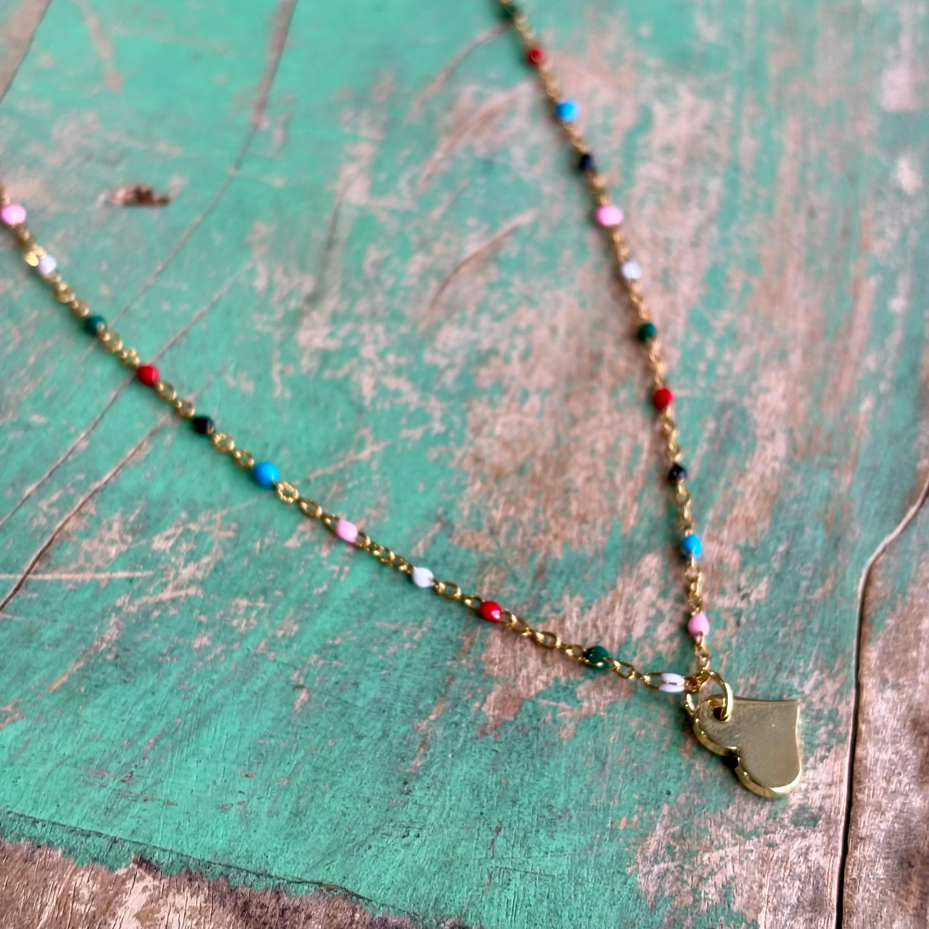 Colorful Gold Heart Necklace